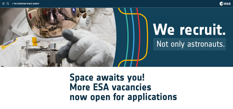 Θέσεις απασχόλησης σε Ευρωπαϊκή Διαστημική Υπηρεσία (ESA).